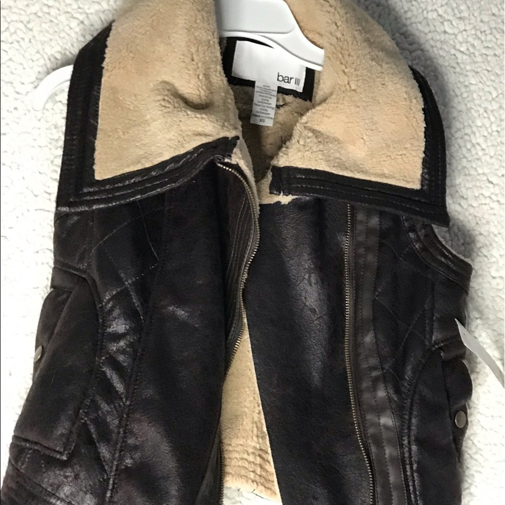 Faux Leather Vest lined with faux sheep fur